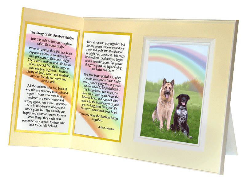 Rainbow Bridge memorial picture frame for pet loss
