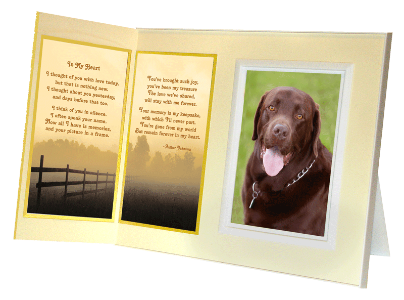 In My Heart pet loss sympathy picture frame gift